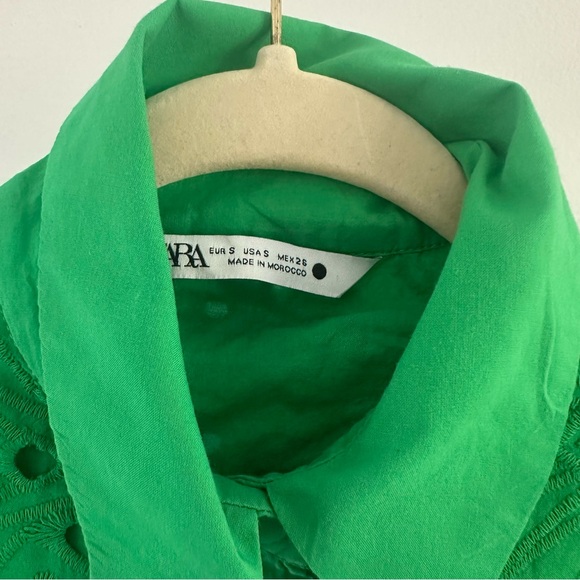 ZARA OPENWORK EMBROIDERED DRESS GREEN ( SIZE S) - Picture 6 of 11
